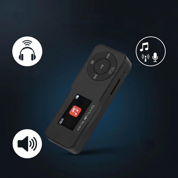 MUSICOZY Portable MP3 Player,Bluetooth 64GB MP3 Player with HD Speaker & Earphone, Mini HiFi Music Player,Built in Voice Recorder, FM Radio,eBook Reader Audio Players, Up to 128GB for Students Sports