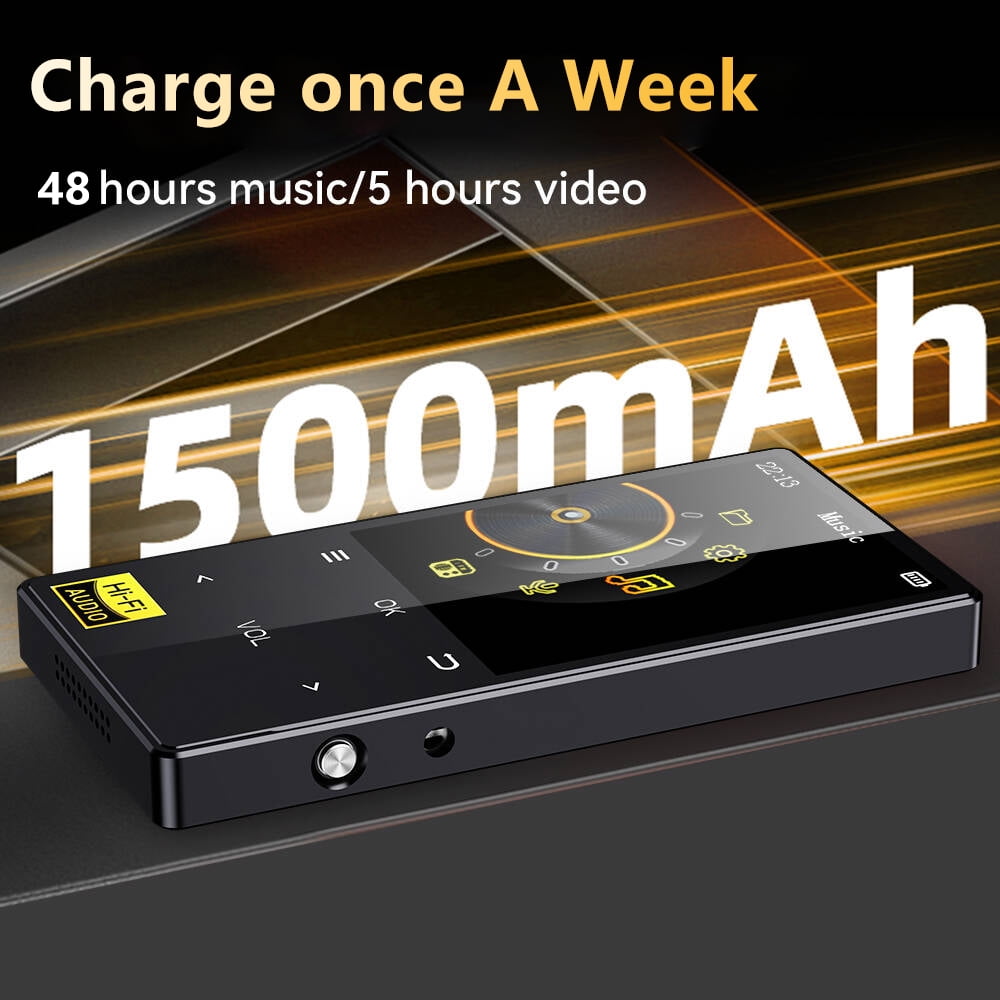 32GB MP3 Player with Bluetooth 5.4 Portable Lossless HiFi Sound Music Player with HD Speaker Digital Audio Player E-Book/Recorder/FM Radio Touch Buttons Support up to 128GB for Running Walking