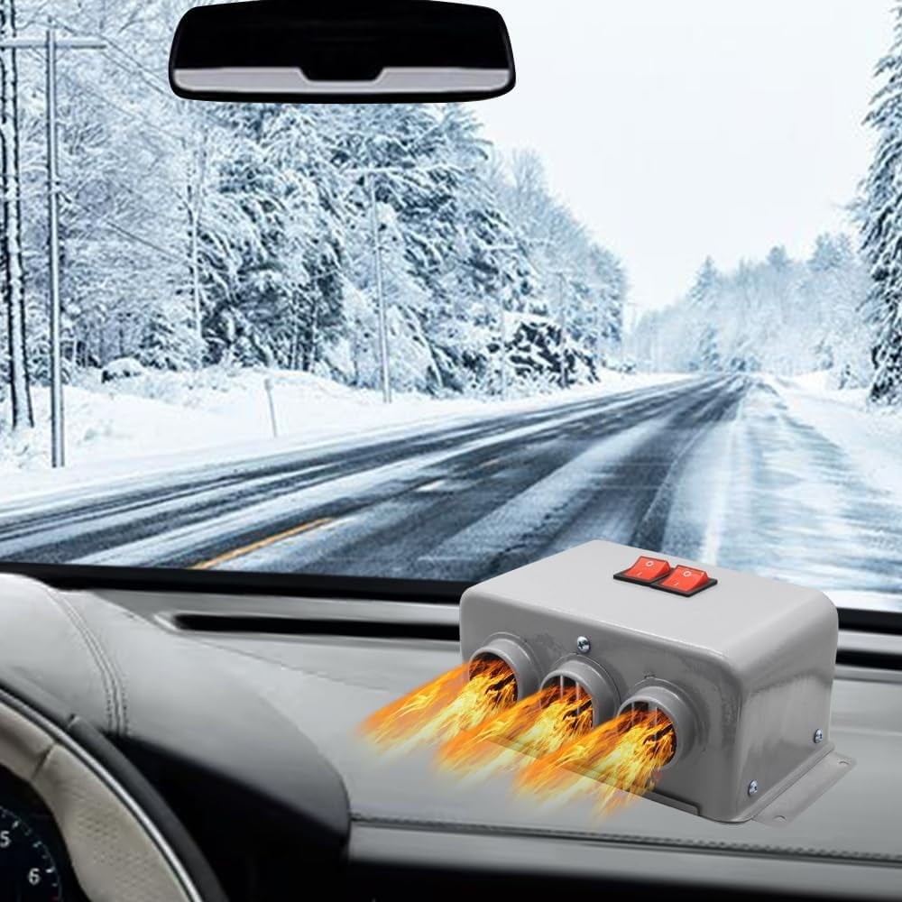 Car Heater Auto Interior Heater Fan 12V 600W‑800W Dual Gear Car Demister Winter Fast Heating Warmer Frost Removing Low Noise Car Windshield Defroster and Defogger for RV Vehicle Trucks Boat(80-100℃)