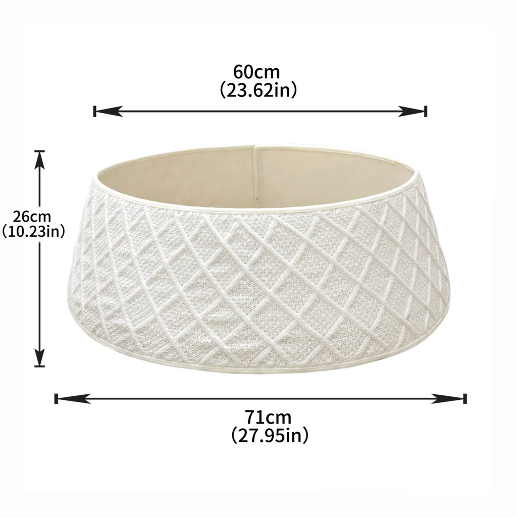 Christmas Tree Collar, 28 inch Knitted Christmas Tree Collar, Cream White Xmas Tree Collar, Sturdy Construction Foldable Tree Ring for Artificial Trees Xmas Farmhouse Holiday Home Decor Gifts