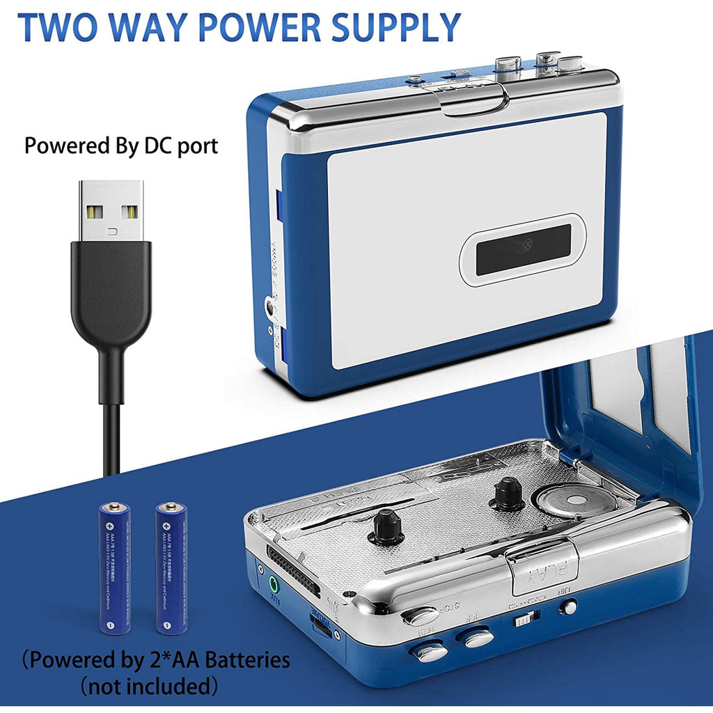 Bluetooth Cassette Player Portable Auto Reverse Tape Player Bluetooth Output to Headphone Speaker Walkmen Tape Player with 3.5mm Jack Headphone Speaker USB Cable