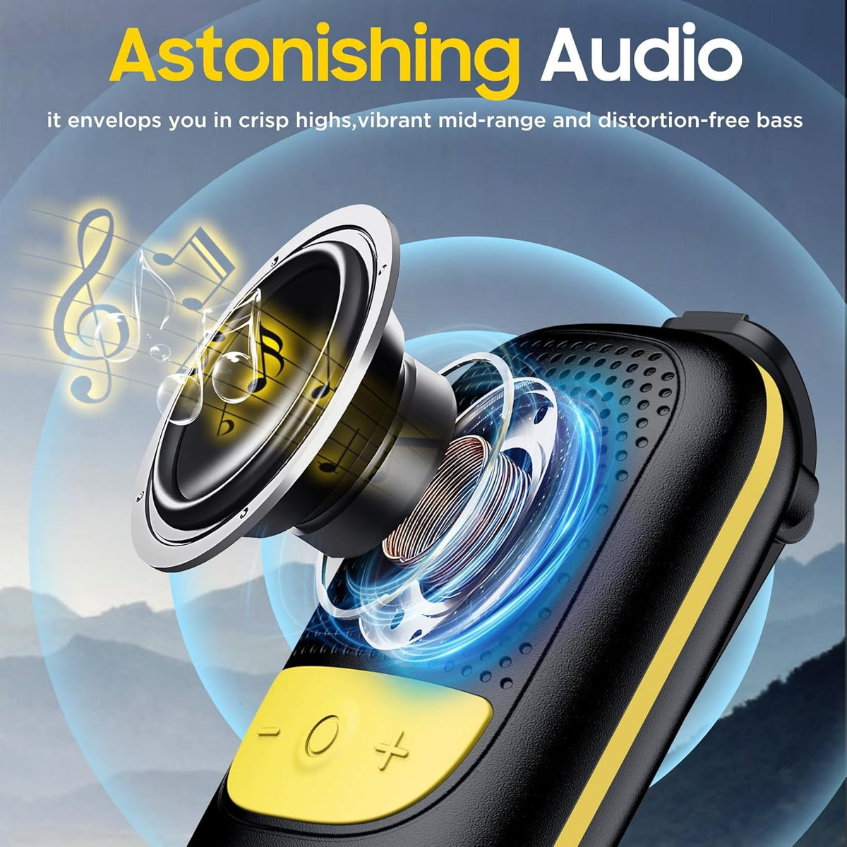 Wearable Bluetooth Speaker Clip-On Portable Speaker with Built-in Mics for Hands-Free Music and Calls Up to 10 Hours Battery Life Mini Outdoor Waterproof Speaker Gifts for Women/Men - Black
