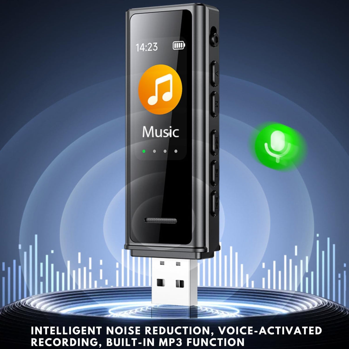 MUSICOZY Digital Voice Recorder 64GB USB Voice Activated Audio Recorder Small and Portable Voice Recorders with Playback Digital Voice Recorder for Meetings/Interviews/Classroom Support to 256GB