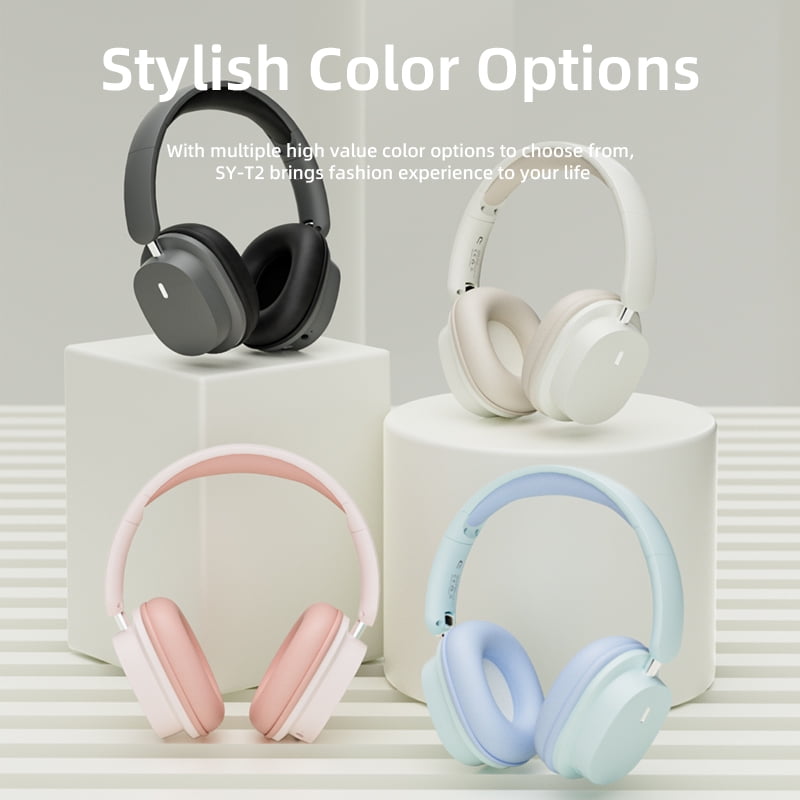 Wireless Bluetooth Headphones Over Ear Hi-Fi Stereo Wireless Headphones Foldable/Wired/Wireless with Microphone/TF Available for TV Travel Home Office Headset Quick Charge 20 Hours Playtime White