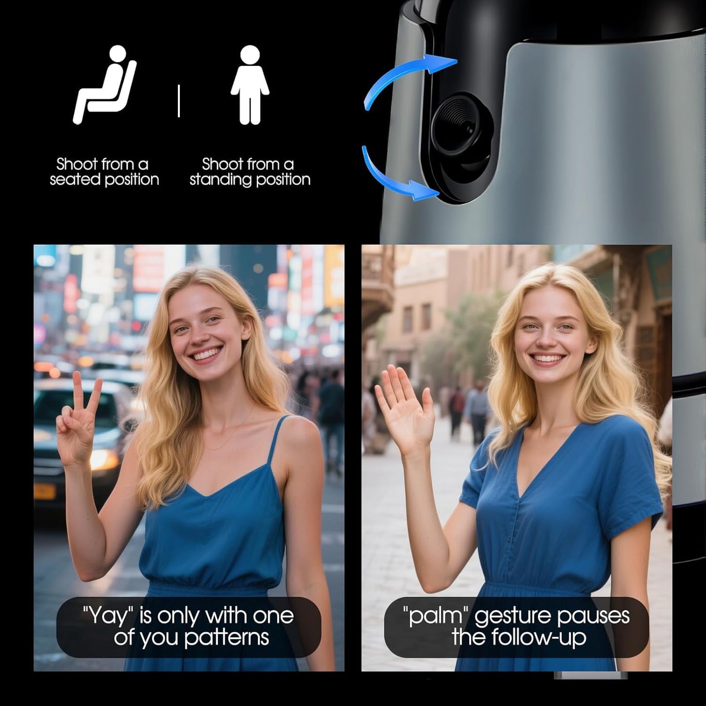 Auto Face Tracking Tripod Magnetic Fast Charger AI Smarts 360° Rotating Cell Phone Photo Video Tracking Gimbal No App Gesture Control Rechargeable Smart Shooting Stand for Live Video Recording Tiktok