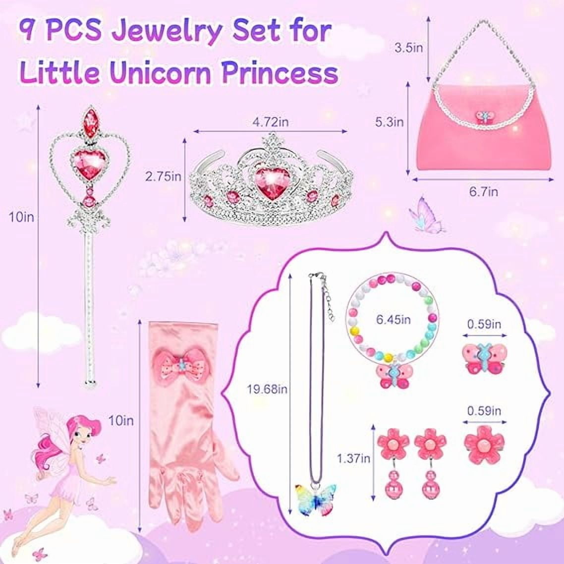 Princess Dress up Toys for Girls kids Costume Props for Halloween Christmas Little Girls Princess Cape Sets Princess Costume Set with crown Jewelry Gloves Magic Wand for Girls 4-7 Year Old Gifts