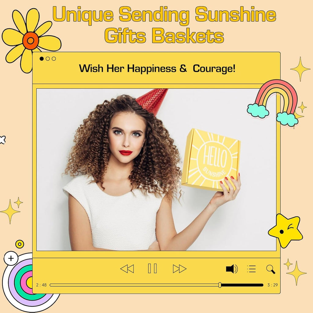 XEAZON Gift Baskets for Women, 10Pcs Unique Birthday Gifts for Women, Best Friend Birthday Christmas Gifts, Sending You Sunshine Gifts, Cheer Up Box for Sister Friendship, BRIGHTEN UP HER DAY!