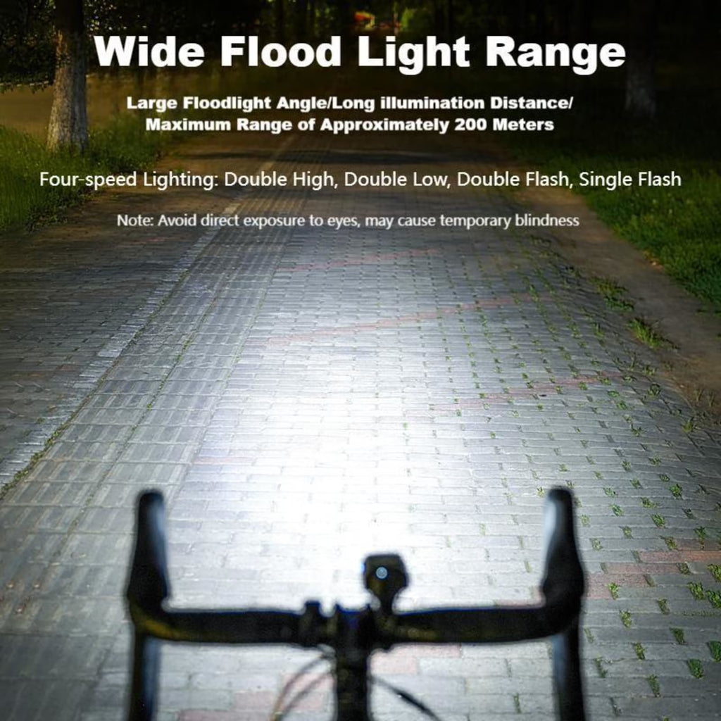 Bike Lights for Night Riding, Solar Bike Lights USB Rechargeable Bike Lights Front and Back Ultra Bright Bike Headlight with Speaker, 4 Mode Lights, Waterproof, Battery Level Display