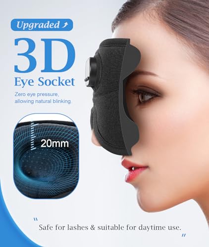 Bluetooth Sleep Headphones White Noise Sleep Mask | 3D Eye Mask for Sleeping | 38 Relaxing Soothing Sounds | 16hrs Playingtime | Light Blocking Eye Mask | Auto - Off Timer | Best for Sleeper | Travel