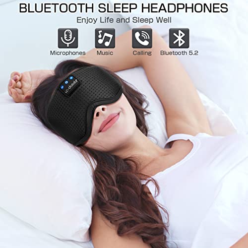 Sleep Headphones  Silk Sleep Mask Bluetooth Wireless Music Eye Mask  Sleeping Headphones for Side Sleepers Sleep Mask with Bluetooth Headphones Ultra-Thin Stereo Speaker Perfect for Sleeping