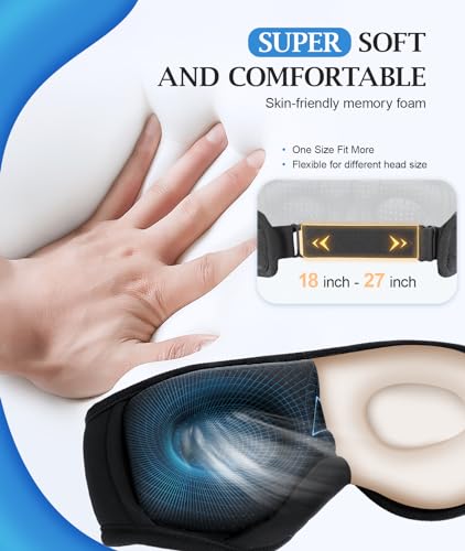 Bluetooth Sleep Headphones White Noise Sleep Mask | 3D Eye Mask for Sleeping | 38 Relaxing Soothing Sounds | 16hrs Playingtime | Light Blocking Eye Mask | Auto - Off Timer | Best for Sleeper | Travel