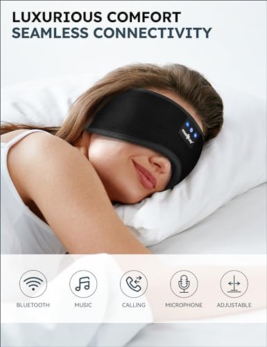 MUSICOZY Sleep Headphones  Bluetooth 5.2 Sleep Mask Headband Headphones Sleeping Eye Mask  Wireless Music Earbuds Earphones with HD Headphones Ultra-Thin Stereo Speakers for Side Sleepers