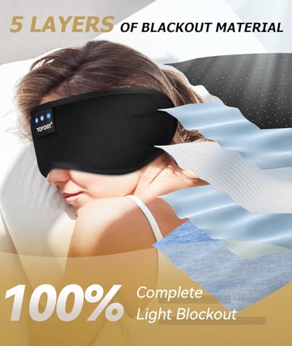 Sleep Mask with Headphones Bluetooth 5.2 Wireless  Sleep Headphone with Microphone Built-in HD Speakers Music  Eye Mask for Sleeping Travel Meditation for Men Women Girl Cool Gadgets