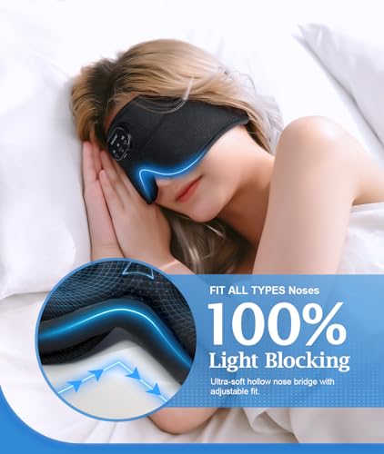 Bluetooth Sleep Headphones White Noise Sleep Mask | 3D Eye Mask for Sleeping | 38 Relaxing Soothing Sounds | 16hrs Playingtime | Light Blocking Eye Mask | Auto - Off Timer | Best for Sleeper | Travel