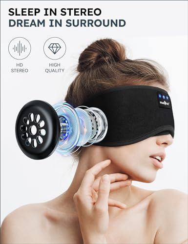 MUSICOZY Sleep Headphones  Bluetooth 5.2 Sleep Mask Headband Headphones Sleeping Eye Mask  Wireless Music Earbuds Earphones with HD Headphones Ultra-Thin Stereo Speakers for Side Sleepers