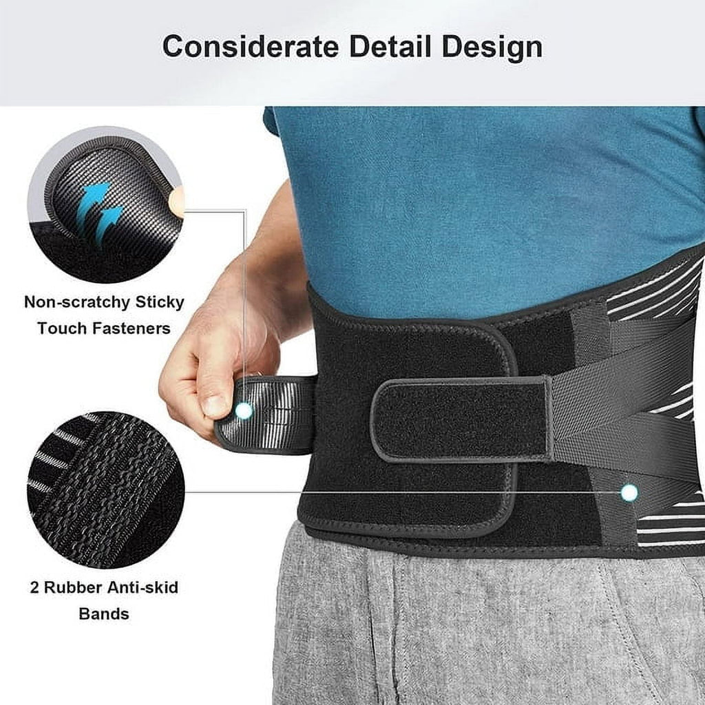 Back Braces for Lower Back Pain Relief with 6 Stays Breathable Back Support Belt for Men/Women for work Anti-skid lumbar support belt with 16-hole Mesh for sciatica(L)