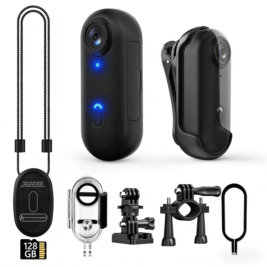 4K Mini WIFI Action Camera 128GB Police Cam Portable Body Cam Wearable Video Recorder with IPX7 Waterproof Underwater Camcorder Helmet Mount Magnetic Sport DV for Bike Cycling Pet Vlogging(Black)