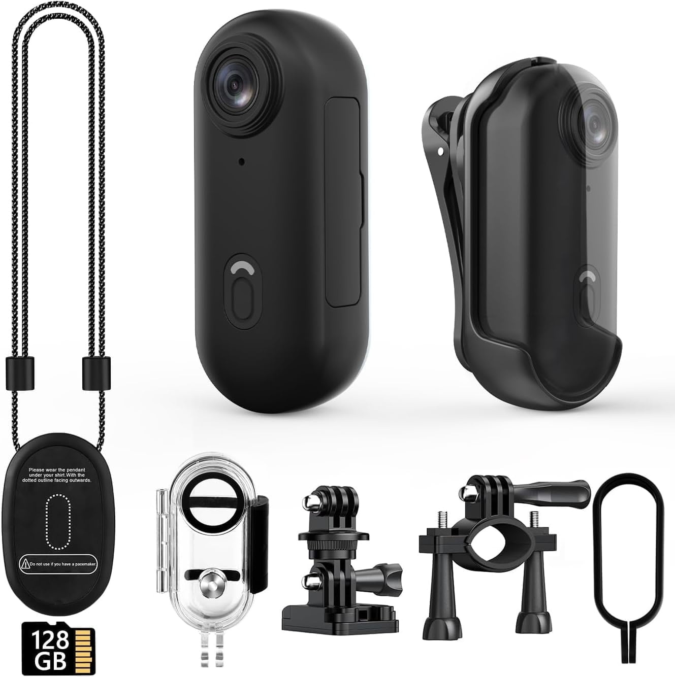 4K Mini WIFI Action Camera 128GB Police Cam Portable Body Cam Wearable Video Recorder with IPX7 Waterproof Underwater Camcorder Helmet Mount Magnetic Sport DV for Bike Cycling Pet Vlogging(Black)