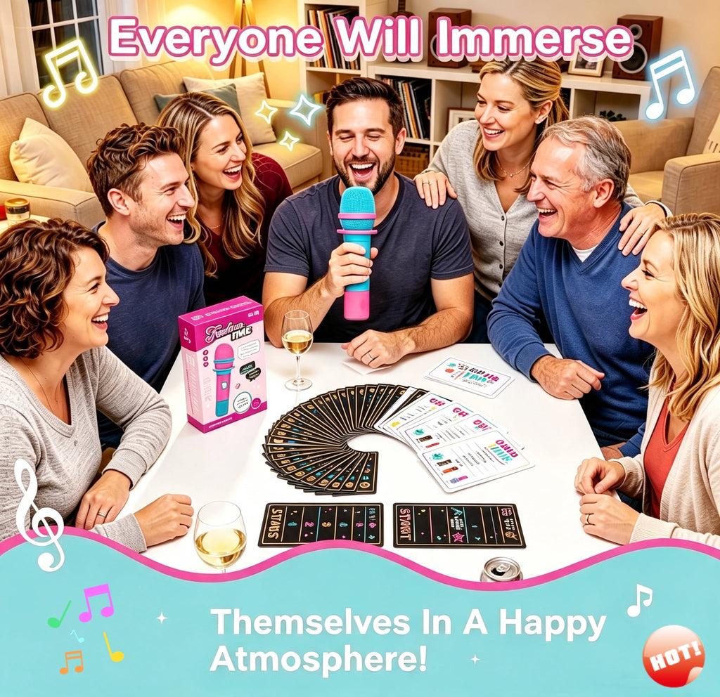 CEDQ Party Game-Ultimate Mic Karaoke Music Trivia Challenge for 2-10 Players New Music Version of Family Card Game 110 Lyric Cards Microphone&Games Board Perfect for Adults & Music Lovers Games Night