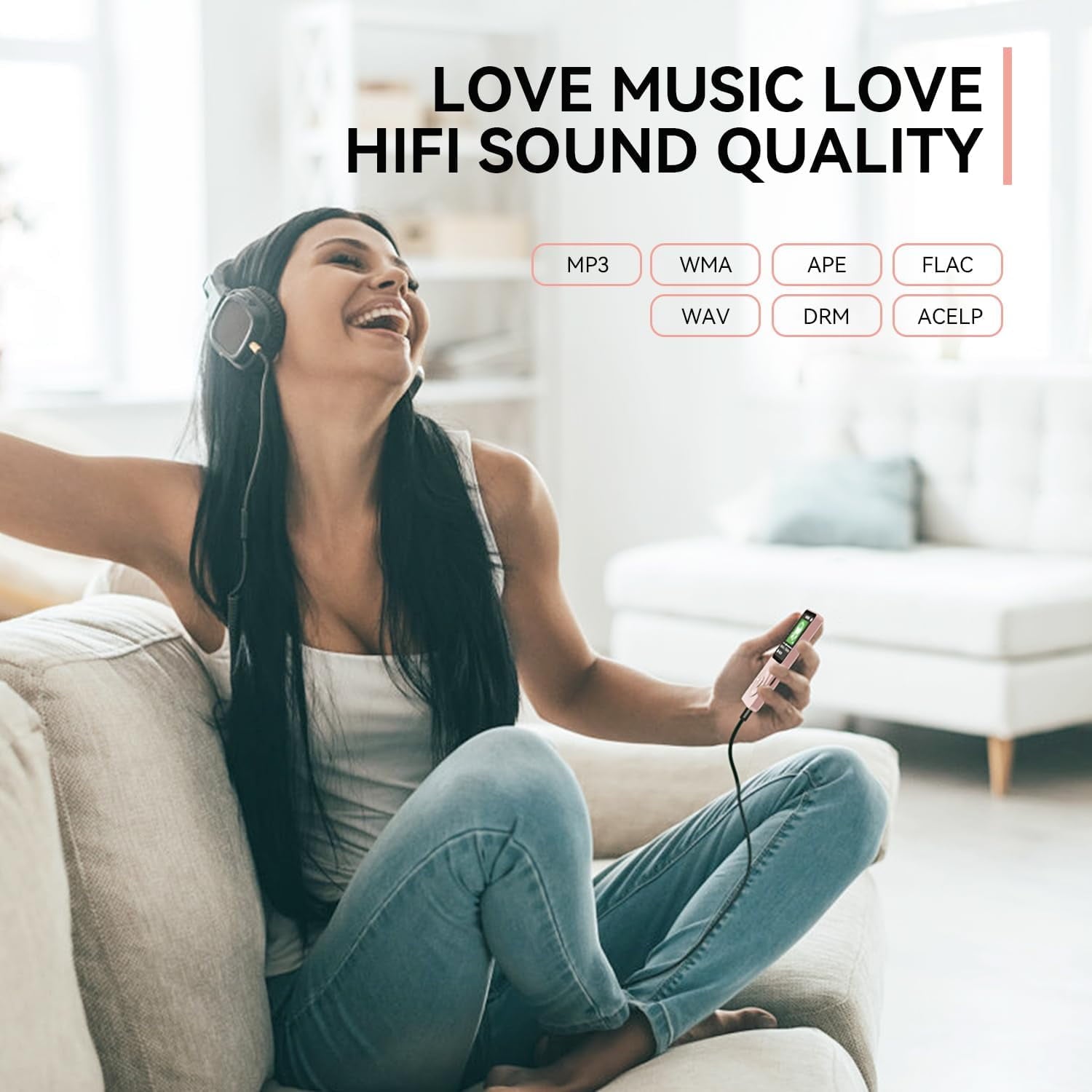 MP3 Player with Bluetooth and 32GB TF Card HiFi Music Player with Built-in Speaker Earphones Multifunctional MP3 Players with FM/Recording/E-Book/Video Supports up to 128GB for Kids Running Walking