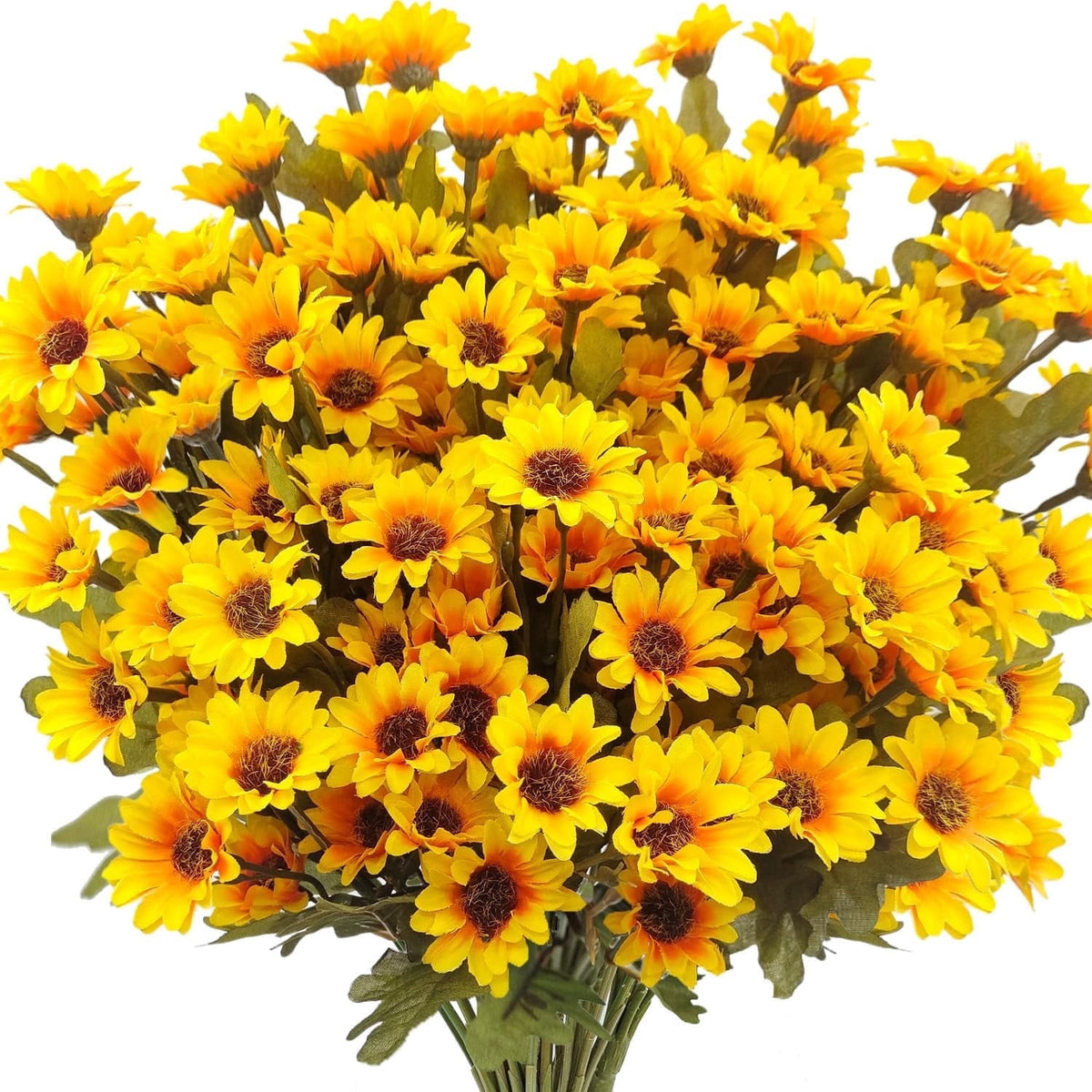 5-Pack Artificial Fall Flowers Fake Lifelike Mums for Outdoors UV Resistant Silk Daisy Floral Faux Mum Plants Fake Bushes for Year-Round Porch Garden Yard Porch Patio Decor Home Decor Indoor Outside