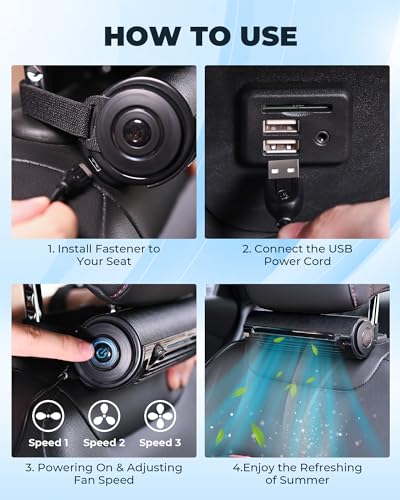 foryou Car Fans Seat Cooling Fans Blow Cold Air Backseat Car Fans Portable Car Fans for Back Seat for Kids for Cars