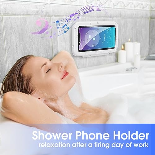LC-dolida Shower Phone Holder Waterproof 480 Rotation Phone Stand Case Mount for Bathroom Batheub Kitchen Wall Mirro Compatible with iPhone 15 14 13 12 11 Plus Pro Max XS XR up to 6.8  Cell Phone