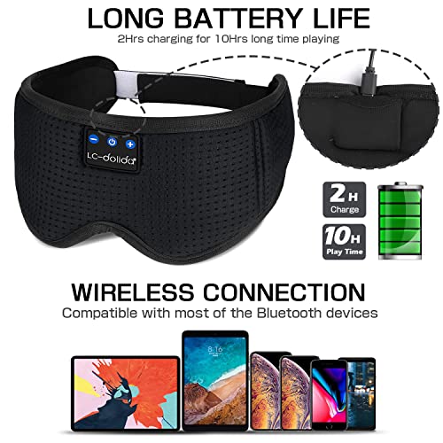 Sleep Headphones  Silk Sleep Mask Bluetooth Wireless Music Eye Mask  Sleeping Headphones for Side Sleepers Sleep Mask with Bluetooth Headphones Ultra-Thin Stereo Speaker Perfect for Sleeping