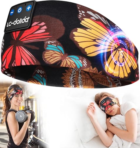 LC-dolida Sleep Headphones Bluetooth 5.2  Headband Earphones Wireless  Sleep Mask for Sleeping  Sports  Gifts  Workout  Jogging  Yoga Insomnia  Air Travel  Meditation