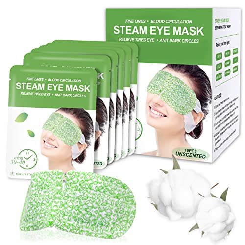 16 Packs Steam Eye Masks for Dry Eyes  SPA Warm Eye Mask  Relief Eye Fatigue Hot Sleep Eye Mask for Puffy Eyes Mask  Disposable Moist Heating Compress Pads for Sleeping Unscented3