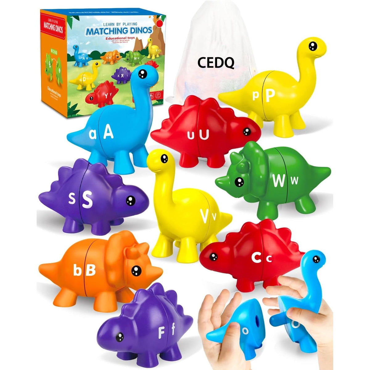 52PCS Baby Learning Toy for 2-5 Matching Letters Dinosaur Toy Montessori ABC Matching Letters Dino Toys Gifts for Toddlers Educational Fine Motor Preschool Learning Toys for 2 3 4 Year Old Boys Girls
