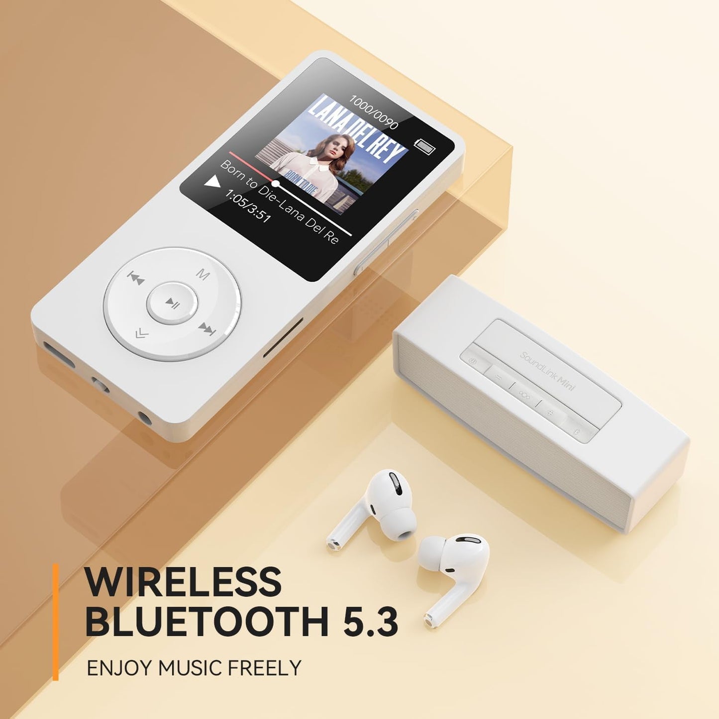MP3 Player with Bluetooth and 32GB TF Card HiFi Music Player with Built-in Speaker Earphones Multifunctional MP3 Players with FM/Recording/E-Book/Video Supports up to 128GB for Kids Running Walking