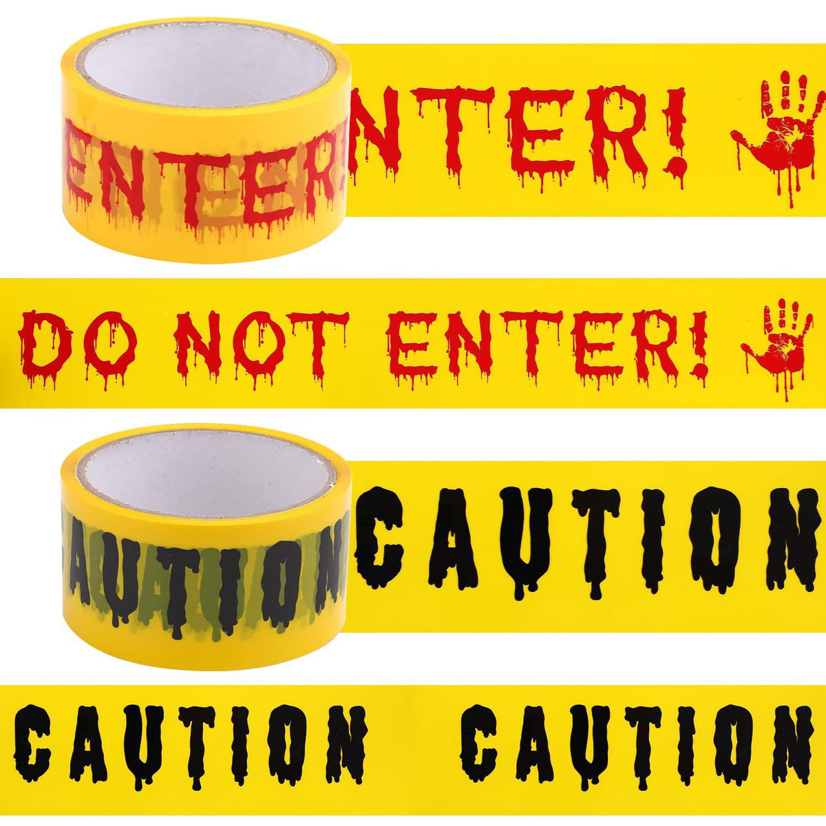 Halloween Decorations Caution Tape, 4Pcs 2Inx82Ft/Roll Do Not Enter Tape and Caution Tape, Halloween Warning Tape for Indoor Outdoor Halloween Party Decorations, Yellow