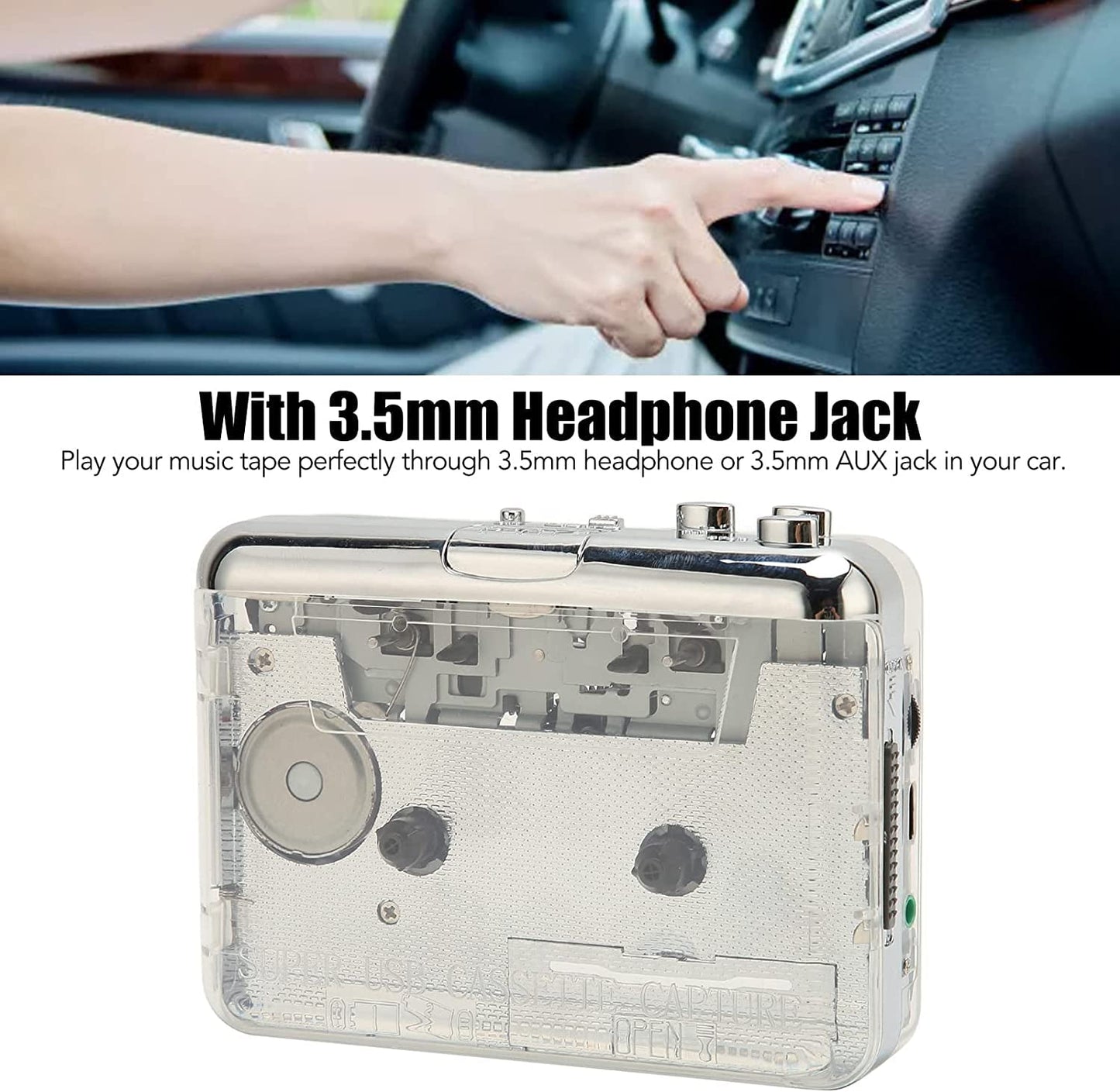 Portable Cassette Player USB Tape to MP3 Converter Digitizer Player Walkmans with 3.5mm Headphone Jack Stereo Cassette Player Compatible with IOS and PC，Vintage Cassette Player for Elder and Student