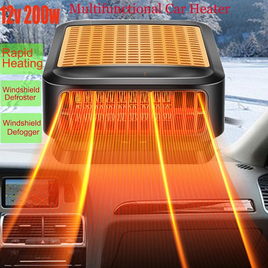 Car Heaters for Vehicle, 12V 200W Fast Heating and Cooling for Car Portable Car Heater and defroster That Plugs into Cigarette Lighter for Car 360° Rotary Car Defroster Windshield Heater (Orange)