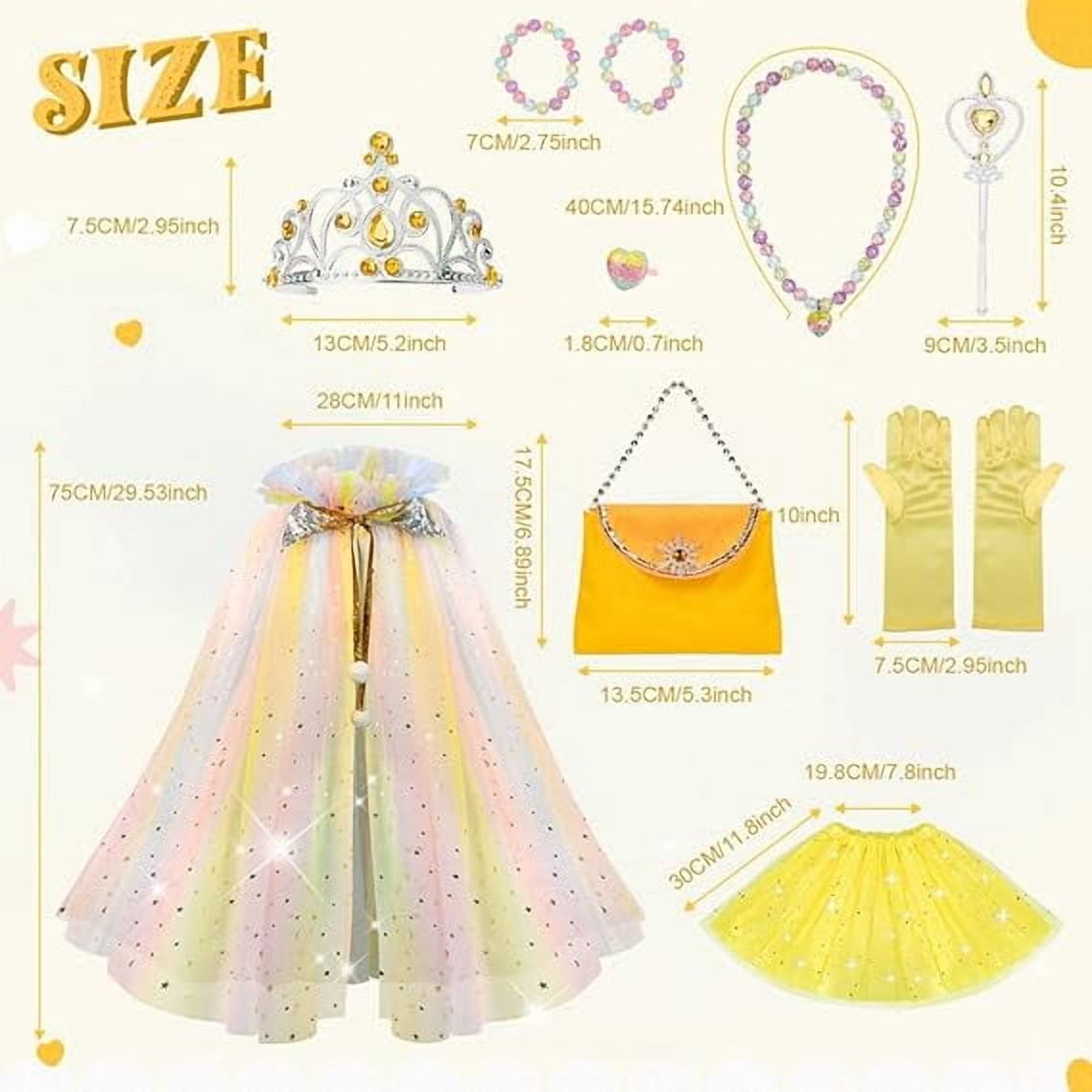 Princess Dress Up kids Costume Props Halloween Christmas gifts 11Pcs Fairy Princess for Toddler Girls Costume Sets Cape Wand Headband Tutu Skirt Jewelry New Year Gifts for Girls3 4 5 6 7 8 Year Old
