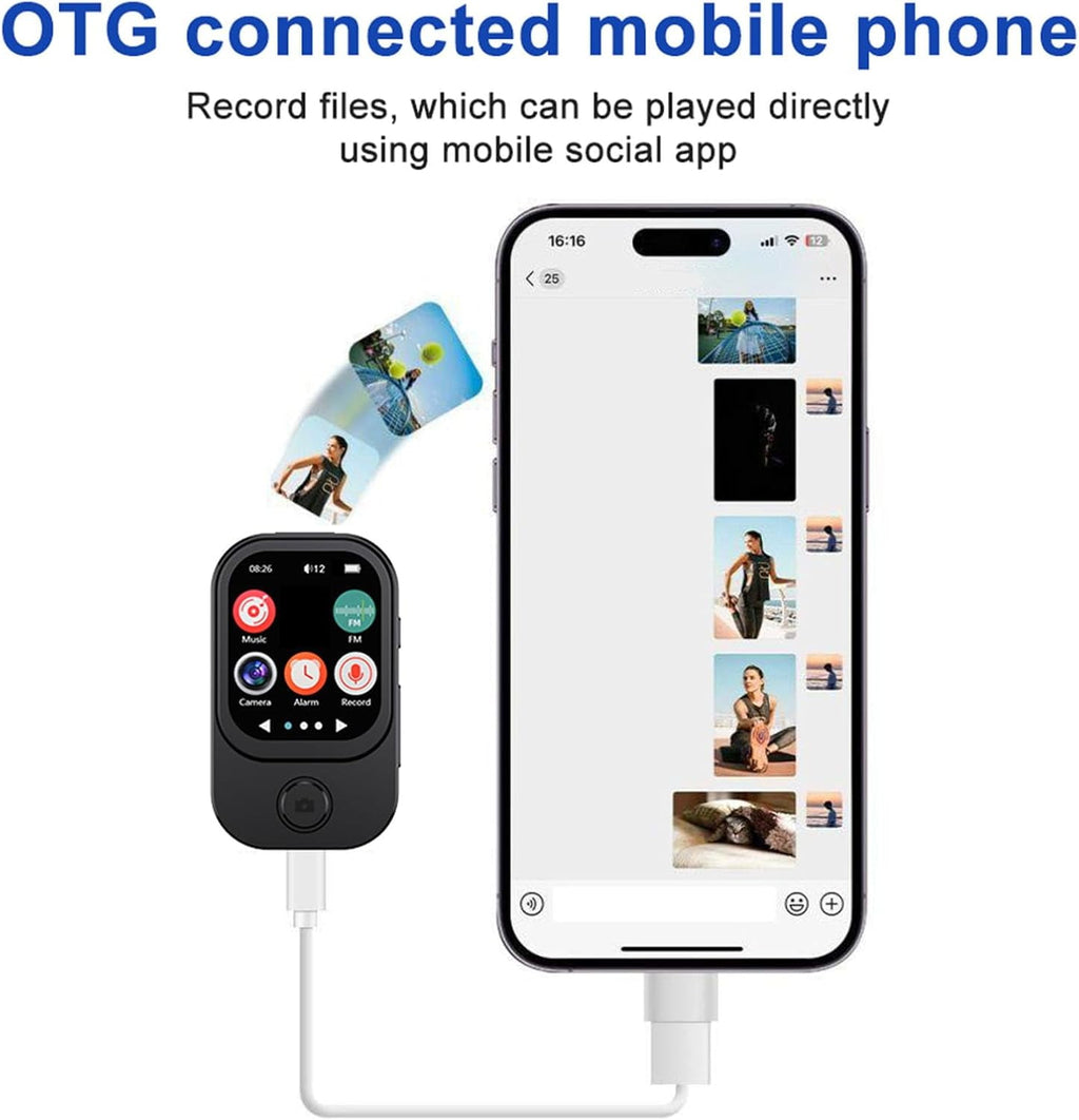 64GB Mini MP3 Player with Camera Bluetooth Mp3 Mp4 Music Player 2.0 IPS Touch Screen Android Player with Speaker FM Radio MP3 Player with E Book Alarm Clock Stopwatch Walkmen Player for Sports Travel