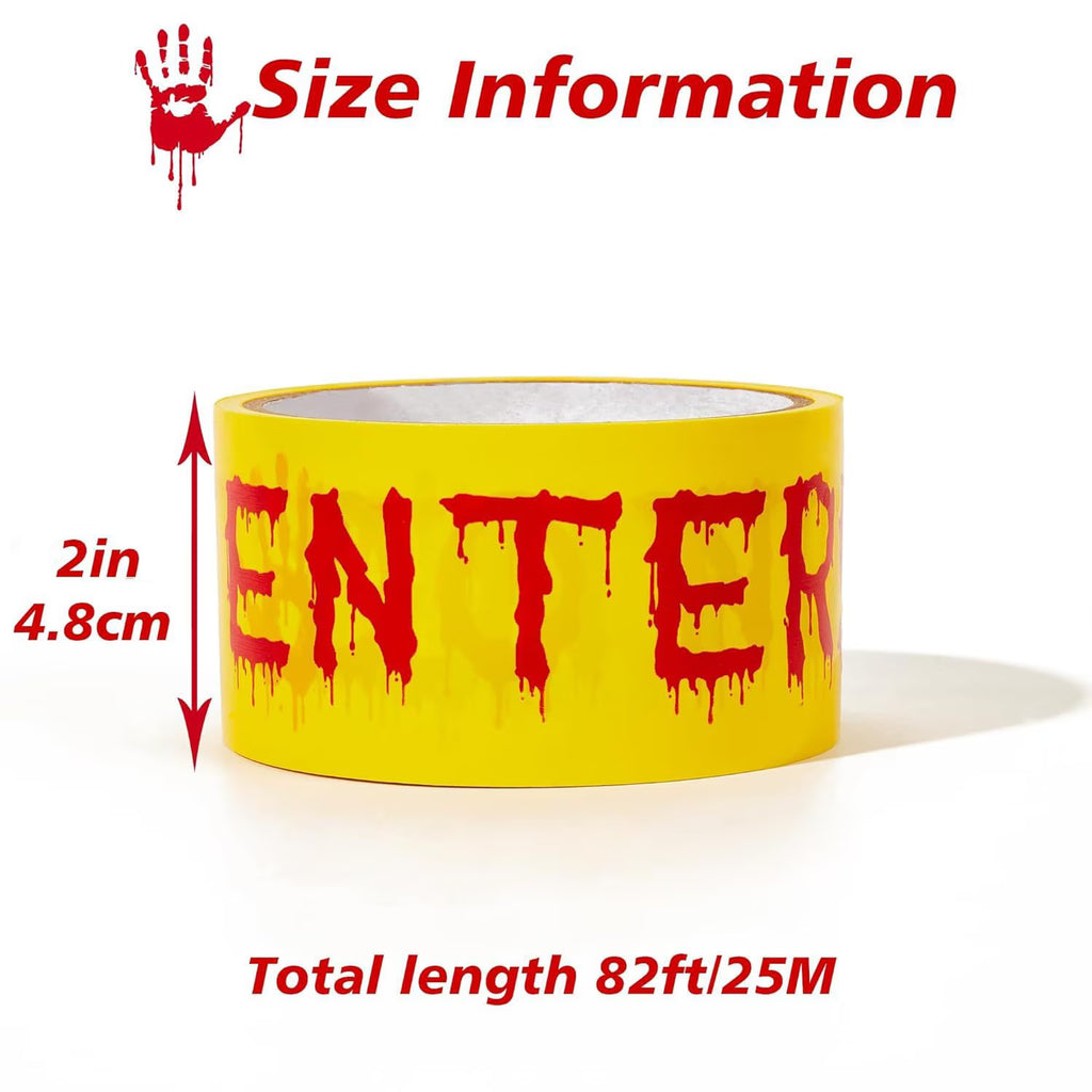 Halloween Decorations Caution Tape, 2Pcs 2Inx82Ft/Roll Do Not Enter Tape and Caution Tape, Halloween Warning Tape for Indoor Outdoor Halloween Party Decorations, Yellow