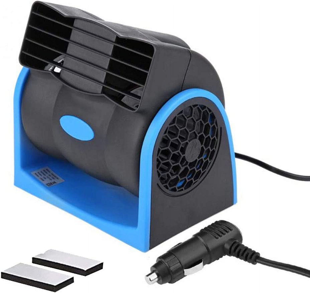 12V Car Dash Fan No Leaf Quiet Cooling Powerful RV Ventilation Squirrel Cage 2 Speed Electric Air Conditioner with Cigarette Lighter Plug for Auto SUV Vehicle Van