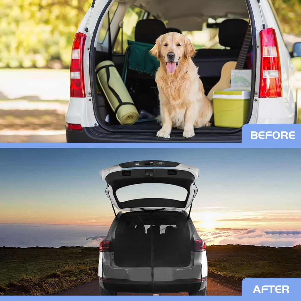 Car Camping Tailgate Mesh Screen for SUV, Magnetic Car Tailgate Mosquito Net with Zipper, Universal SUV/MPV Tailgate Back Door Mosquito Net Car Camping Essentials (58" L x 57" H, Black)