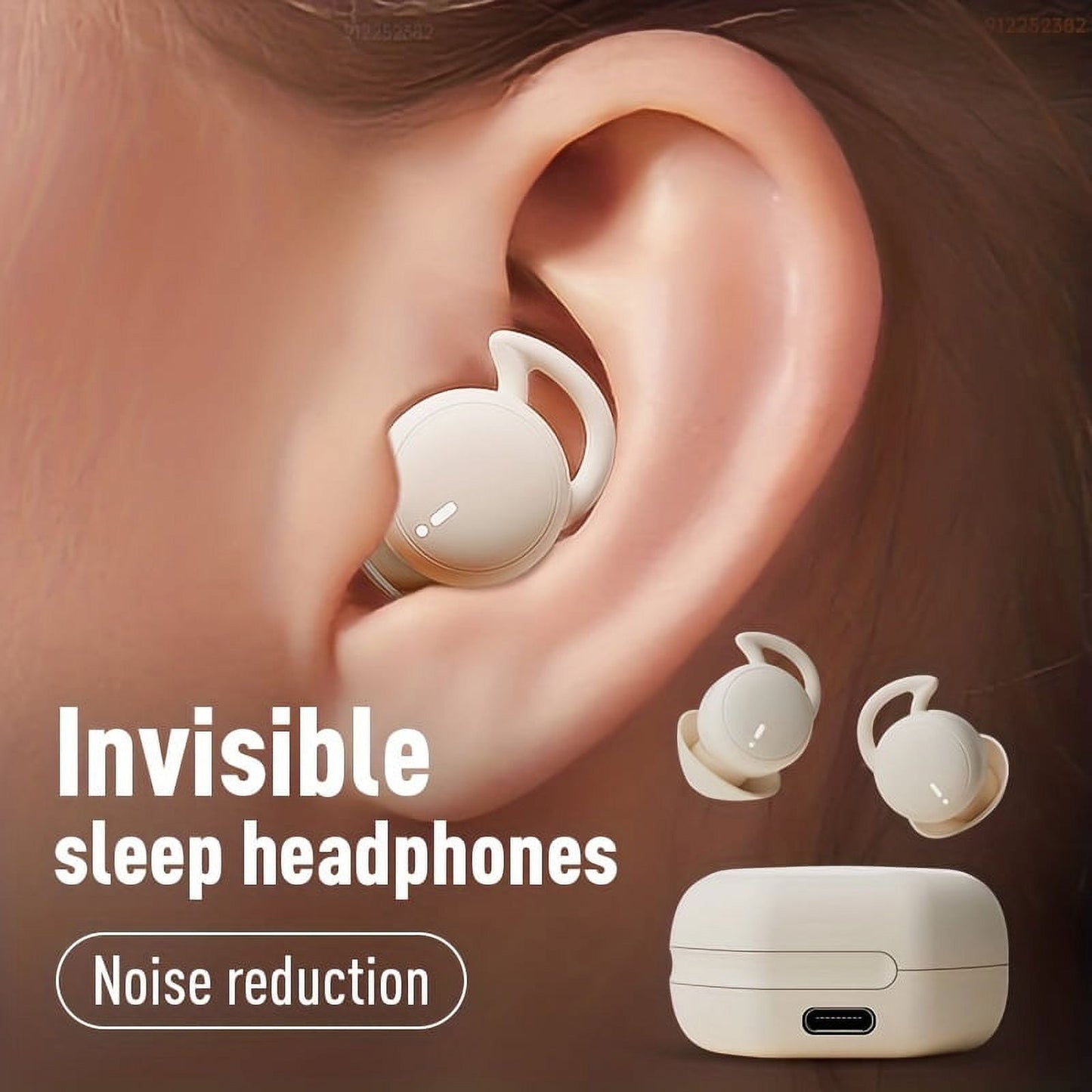 MUSICOZY Sleep Earphones Bluetooth Sports Headphone Wireless Music Sleeping Headphones Noise-Canceling Earbuds Mini Earphones Bluetooth 5.3 Hidden Headphones for Side Sleepers/Work Nude