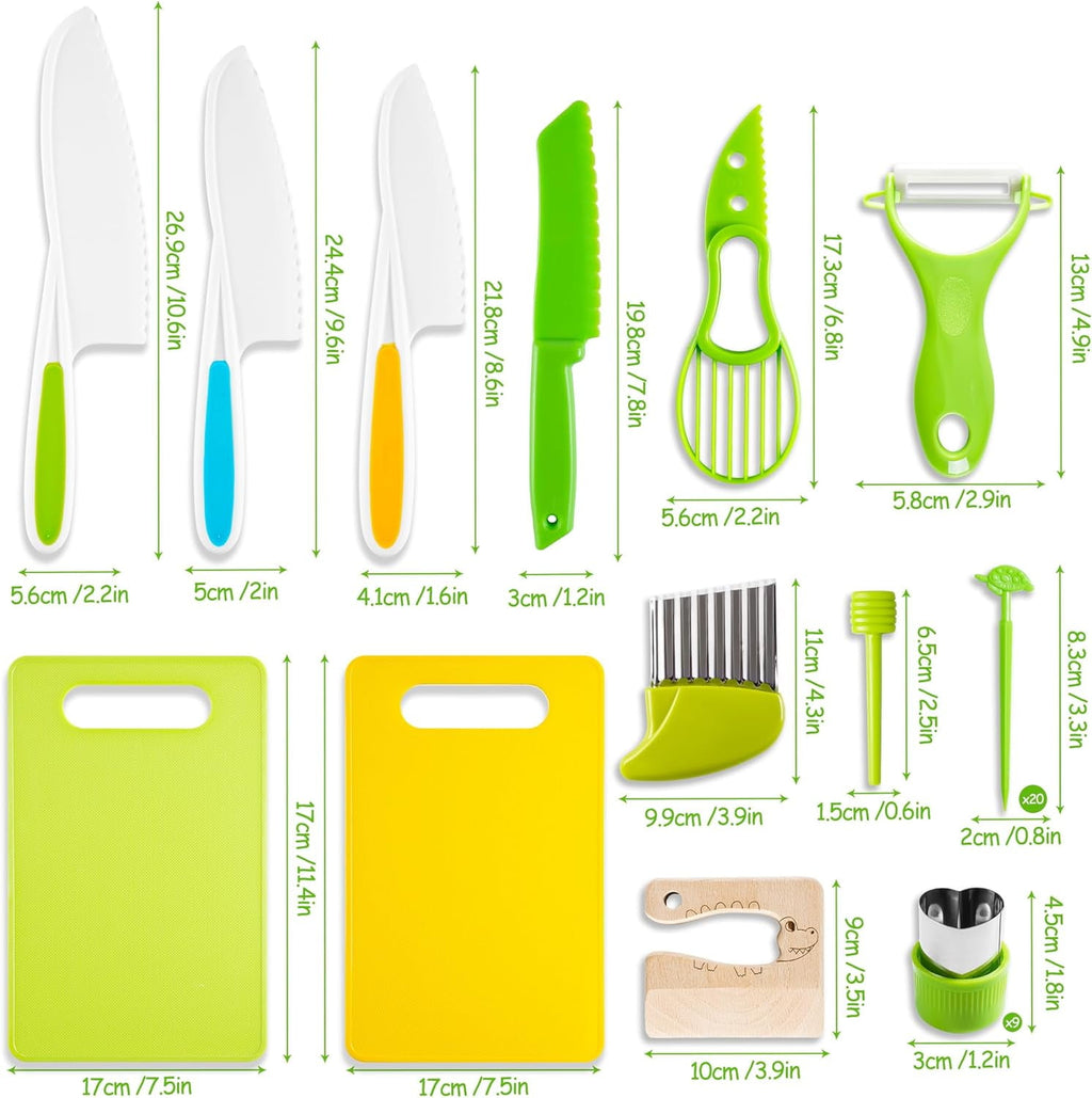 Kids Safe Knife Toys Set Toddler Kitchen Set for Real Cooking 39 PCS Toddler Montessori Kitchen Tool Toy for Girl Boy Age 2-10 Gifts for 2 3 4 5 6 7 8 9 10 Year Old Girl Boy Birthday Christmas