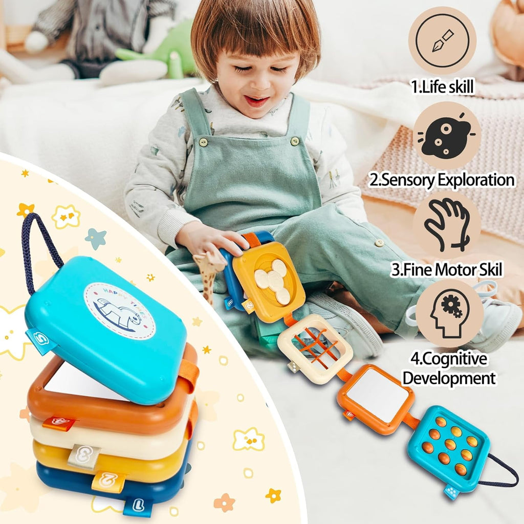 CEDQ Baby Busy Board Toys for 1 Year Old Montessori Toys for 1 Year Old 8 in1 Travel Sensory Toys Toddler Learning Toys ctivities Busy Cube Birthday Gifts for Boy Girl My First Montessori Busy Board