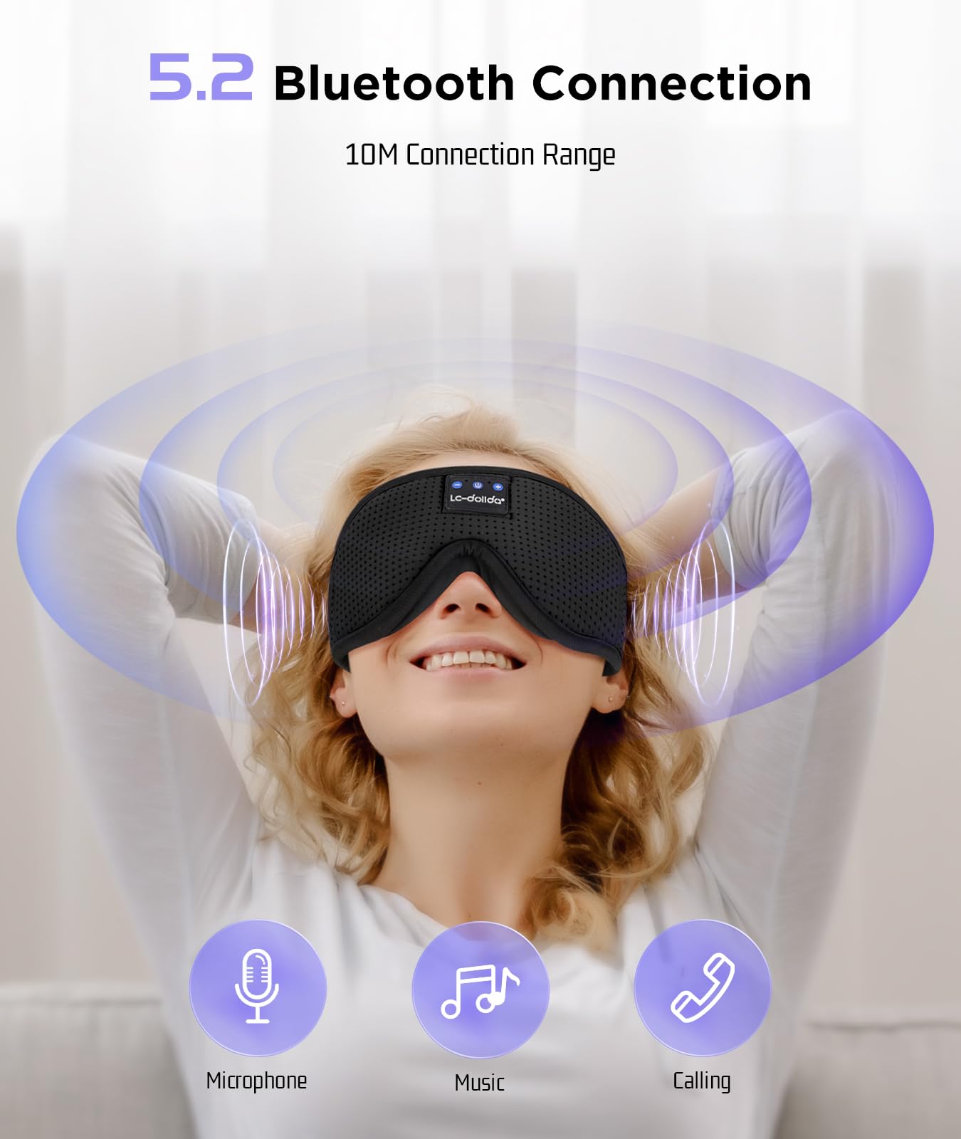 Sleep Mask with Bluetooth Headphones Bluetooth Sleep Mask Sleep Headphones 3D Eye Mask for Sleeping Mask Music Sleeping Headphones for Side Sleepers