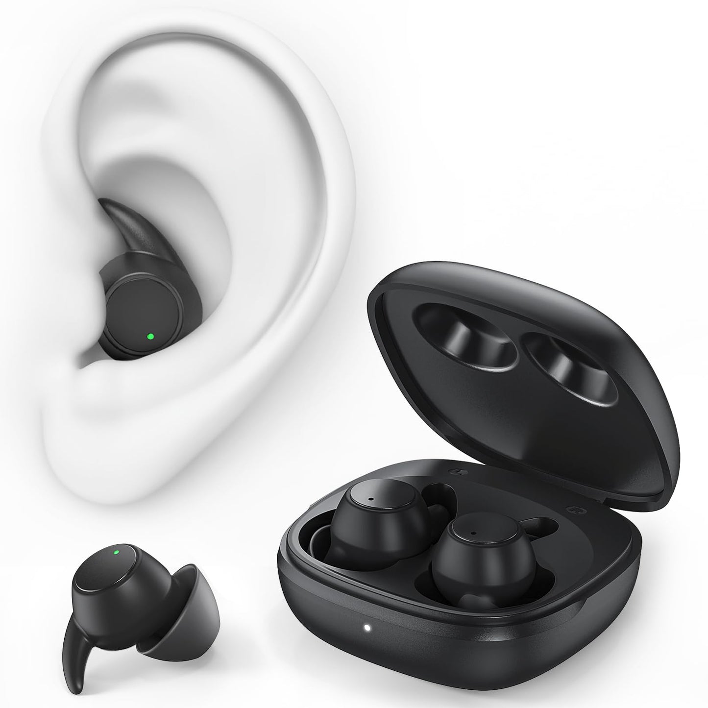 2.0 Sleep Headphones  Noise Blocking Sleep Earbuds  High Fidelity Invisible Ear Plugs-Hearing Protection  Mini Design for Side Sleepers  Bluetooth 5.4  Reusable Flexible Silicone-Black