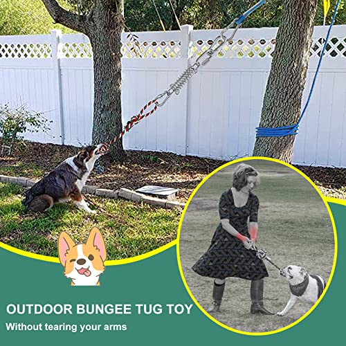 Dog Outdoor Bungee Solo Hanging Toy  Tether Tug of War Dog Toys for Pitbull Small Large Aggressive Chewers Dogs to Exercise  Durable Interactive Dog Tug Toy with Metal Spring Kit  Dog Rope Toys