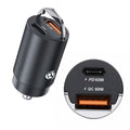 65W USB-C PD & 60W USB-A QC Car Charger, Dual Port Fast Car Charger for Phone, Tablet and Laptop, Compatible with 12V/24V Vehicles, Black