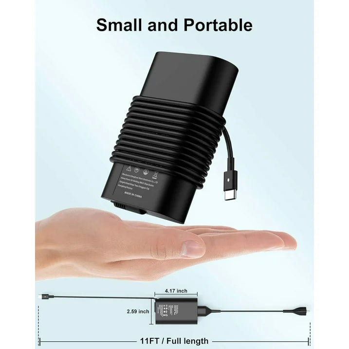 65W 60W Laptop Charger for Dell Laptop:Dell Latitude 5540 5420 5530 5430 7420 7430 7440 5550 5450 5440 3540 5520,for Dell Inspiron 14 7420 7425 2in1 XPS 13 Chromebook USB C AC Adapter Power Cord,11FT