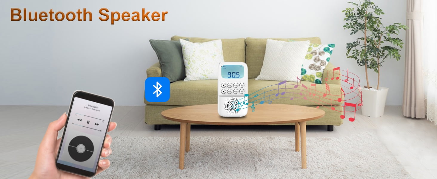 Digital AM FM Walkmen Radio with Bluetooth Portable Rechargeable Transistor Radio with Alarm Clock Built-in Speaker and Headphone Jack Support TF Card Playback