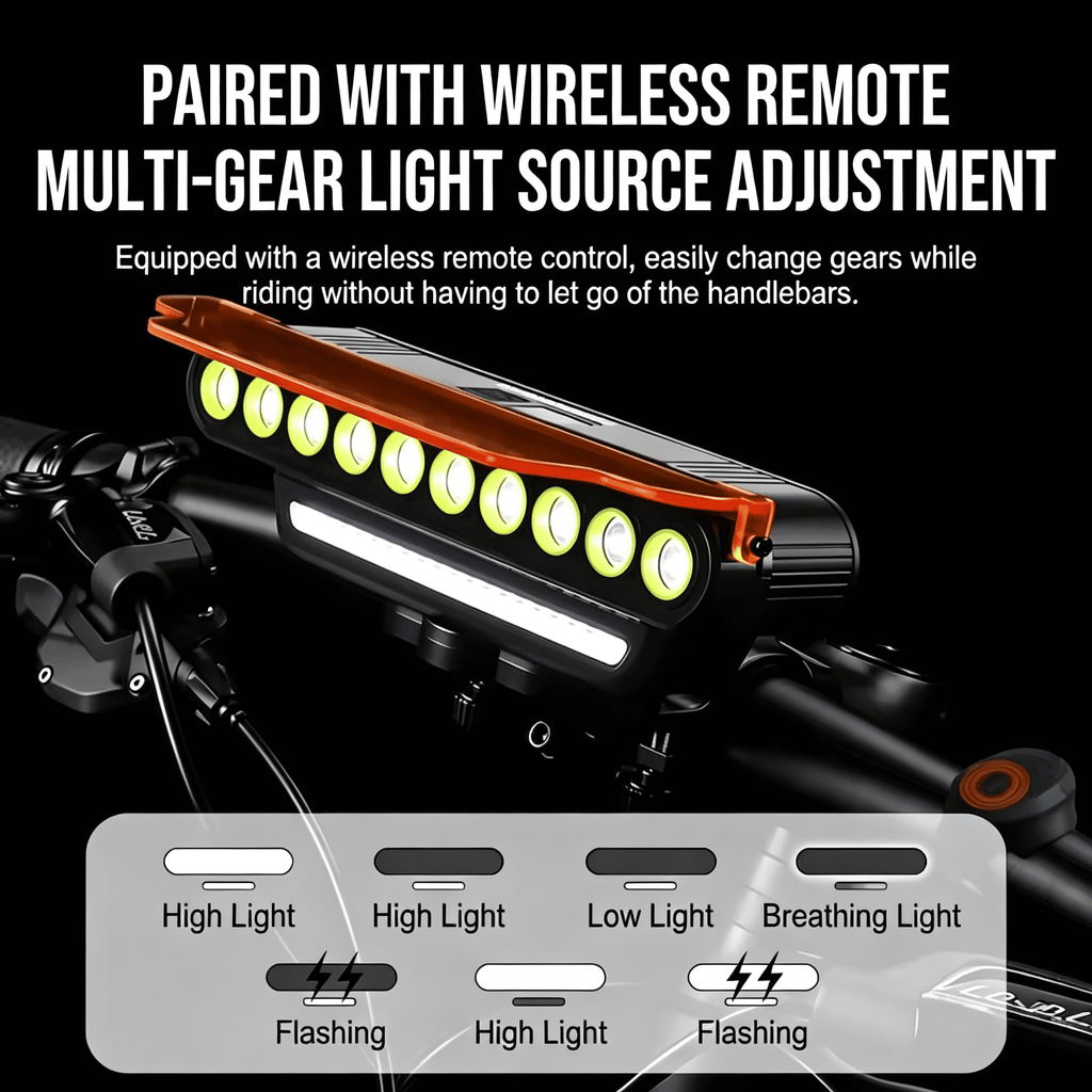 10000LM Super Bright Bike Light Set Rechargable Powerful Bicycle Front Back Lights IPX6 Waterproof With High-Decibel Horn Long Battery LED Bicycle Light with Remote Control for Road Mountain Cycling